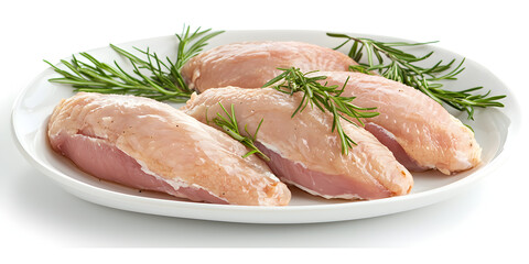Fresh Gourmet Chicken Breasts: Tender and Juicy Protein Dish with Herbs, Rosemary Garnish, Cooking Techniques, Recipe for Healthy Meal Presentation and Flavorful, Nutritious Ingredients