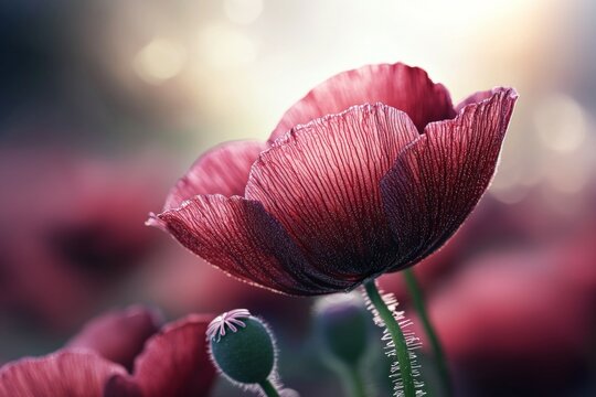 Close up of a red flower with a blurry background