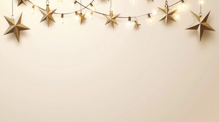 A decorative string of golden stars and lights against a neutral background.
