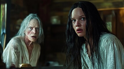 A witch stands before an ancient stone circle, raising her staff to summon the spirits of the ancestors.