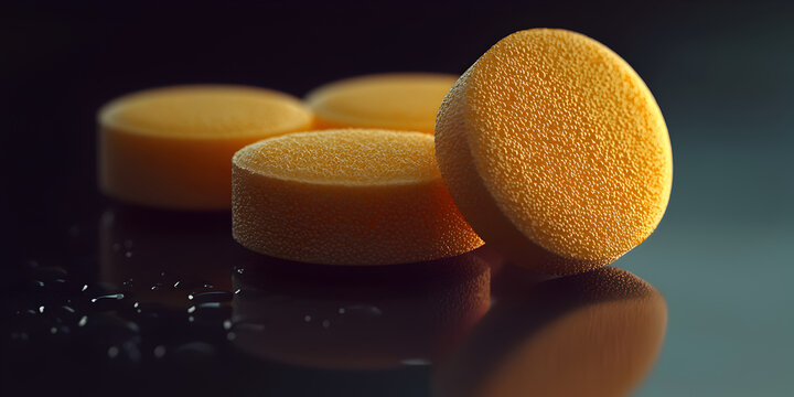 Essential Nutritional Tablets: Vibrant Orange Round Supplements for Health, Wellness, and Digestion - Natural and Organic Vitamins in User-Friendly Packaging for Daily Vitality and Energy