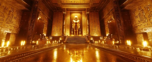 Obraz premium The ancient ritual room in an Egyptian pyramid features walls decorated with hieroglyphs and sacred symbols.