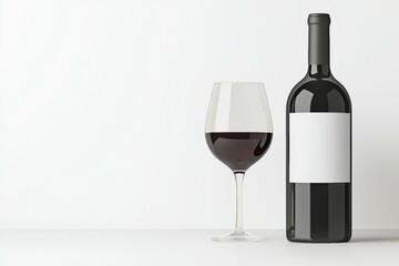 Bottle of wine and a wine glass are on a table