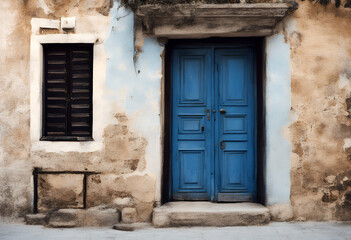 Fototapeta premium greece old nafplio blue door town arch architecture background beautiful beauty bougainvillea building caldera city culture day europa flower greek holiday house inspirational island landmark