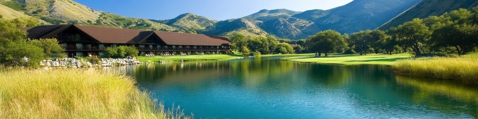 Fototapeta premium Rustic Chalet By Alpine Lake