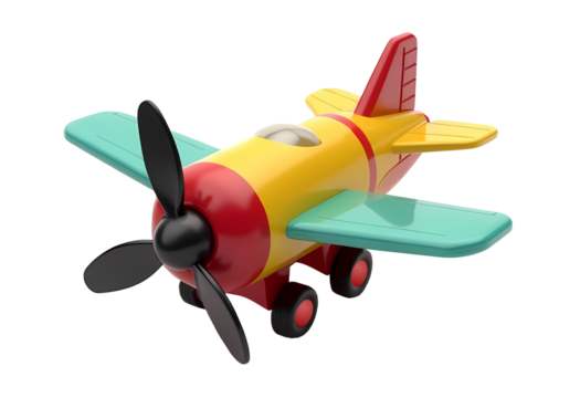 Colorful 3d toy plane on a transparent background