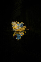 Beautiful Christmas holiday decorations. Shining garden figures