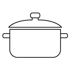 Icon of a pot with a lid, two side handles, and a lid knob, representing kitchenware and cookware, perfect for cooking, meal preparation, and kitchen essentials, home cooking and culinary tools.