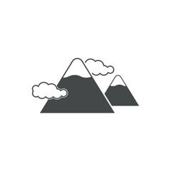 A simple design illustration vector of a mountain covered in clouds.