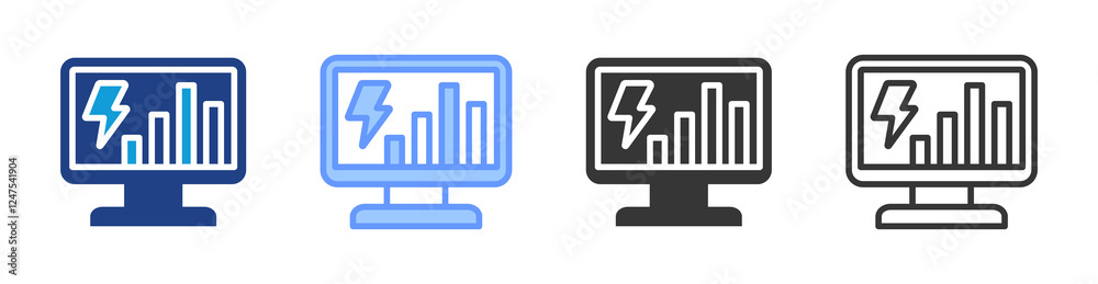 Aufkleber Energy monitoring icon set multiple style collection