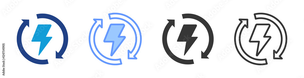 Poster energy recovery icon set multiple style collection