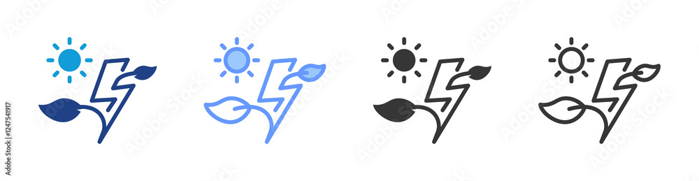 Poster Clean energy icon set multiple style collection