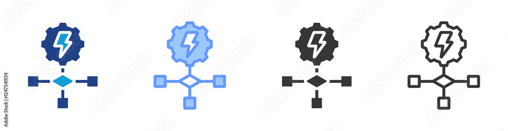 Poster Energy aware algorithm icon set multiple style collection