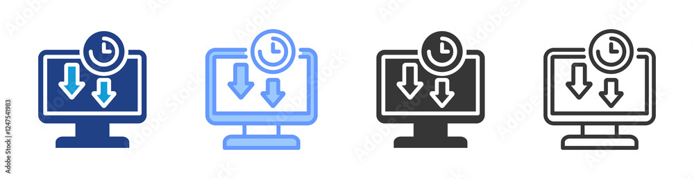 Poster Idle reduction icon set multiple style collection