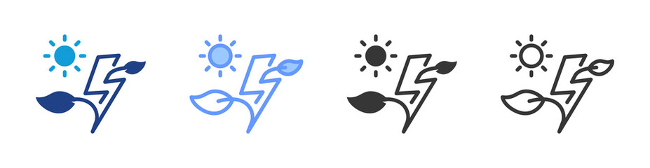 Clean energy icon set multiple style collection
