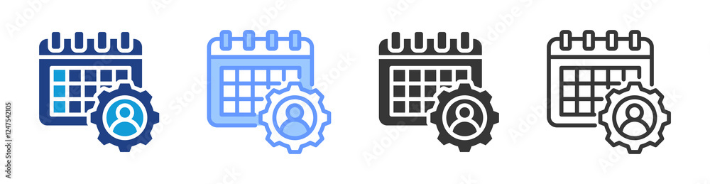 Aufkleber Workload scheduling icon set multiple style collection