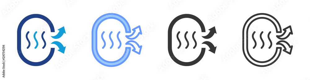 Aufkleber waste heat reuse icon set multiple style collection