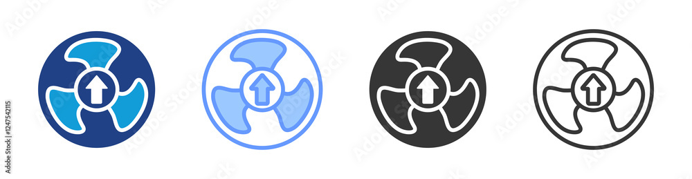 Poster Fan optimization icon set multiple style collection