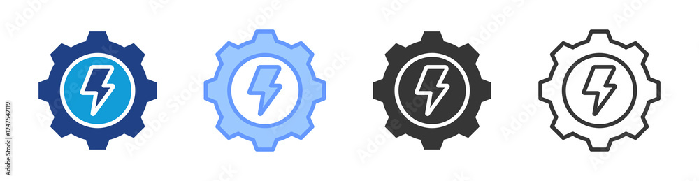 Poster Power optimization icon set multiple style collection