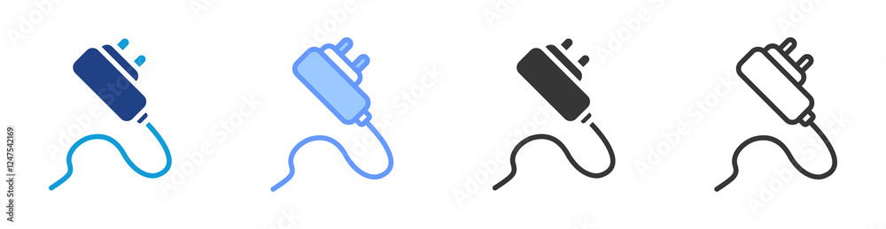 Poster Power adapter icon set multiple style collection