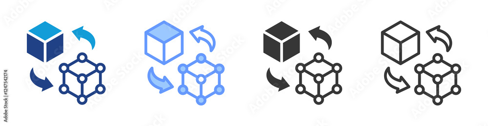 Aufkleber Digital twins icon set multiple style collection