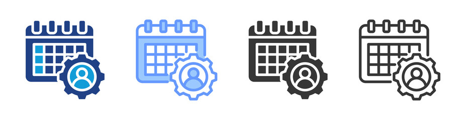 Workload scheduling icon set multiple style collection