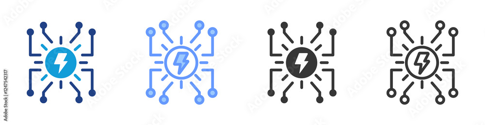 Poster Solar integration icon set multiple style collection