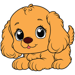 adorable simple vector of an orange fur puppy generative ai