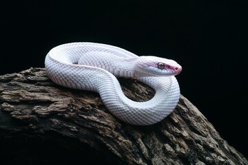 Fototapeta premium Isolated corn snake on wood with a baby red rat snake (Pantherophis guttatus) on a black background