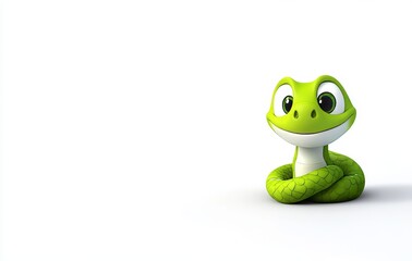 Fototapeta premium A cartoon of a cute green snake on a transparent background