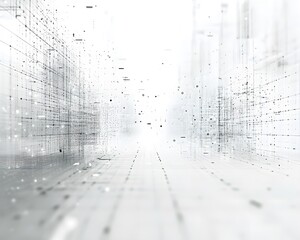 Abstract Digital Landscape with Data Points and Light Effects in a Futuristic Setting