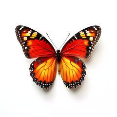 Vibrant Monarch Butterfly, Isolated on White Background: Perfect for Design Projects, Prints, and Illustrations. High-resolution image showcasing     