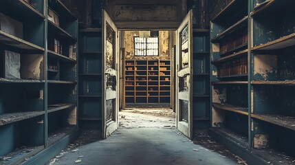 Obraz premium Abandoned Bank Vault, remnants of a financial crisis
