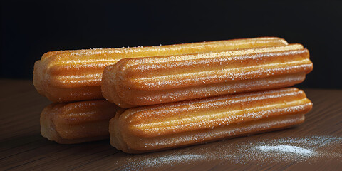 Delicious Golden Churros: Indulge in Crispy, Fried Pastry Treats with Cinnamon Sugar Dusting &ndash; A Traditional Spanish Dessert for Festivals and Celebrations, Perfect for Sharing and Enjoyment