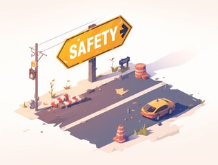 Naklejka premium an isometric traffic sign with 