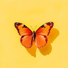 Fototapeta premium Vibrant Yellow Butterfly: A Stunning Macro Shot of a Butterfly on a Sunny Yellow Background, Perfect for Spring and Summer Designs, Nature Themes, and