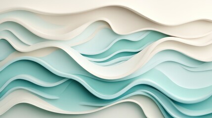 Abstract blue, white waves; layered paper design; calming background; website banner