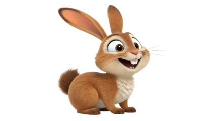 Joyful rabbit with big ears and bright eyes