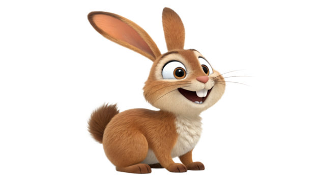 Joyful rabbit with big ears and bright eyes