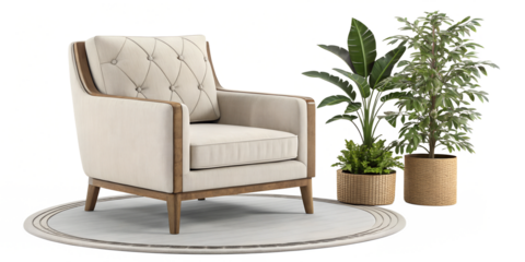 Cozy chair setup with indoor plants