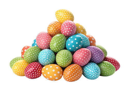 Stacked colorful polka dot Easter eggs - Powered by Adobe