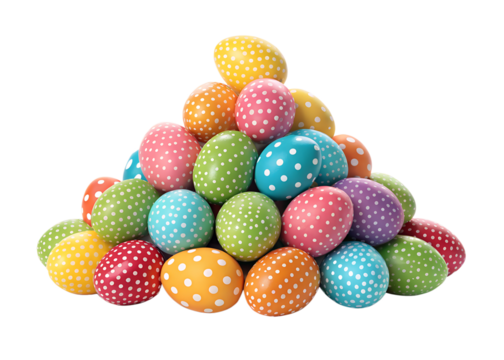 Stacked colorful polka dot Easter eggs