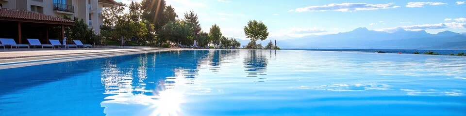 Tranquil Swimming Pool Reflecting Sunny Scenery