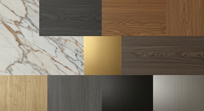 Realistic textures like marble, woodgrain, and metallic finishes