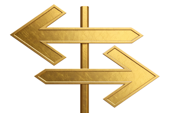 Directional sign with arrows pointing both ways