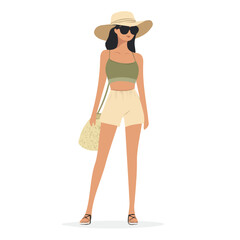 Irish Women's Summer Wardrobe | Light & Elegant Outfit Vector Illustration
