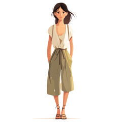 Irish Women's Summer Wardrobe | Light & Elegant Outfit Vector Illustration
