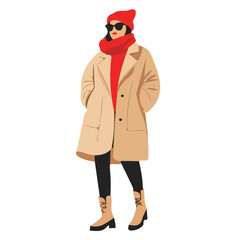 Elegant Italian Women's Winter Wear | Chic Apparel Vector Illustration & Trends
