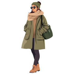 Elegant Italian Women's Winter Wear | Chic Apparel Vector Illustration & Trends
