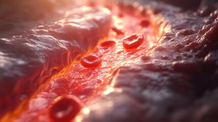 Obraz premium Close-up of molten lava flow with glowing embers.